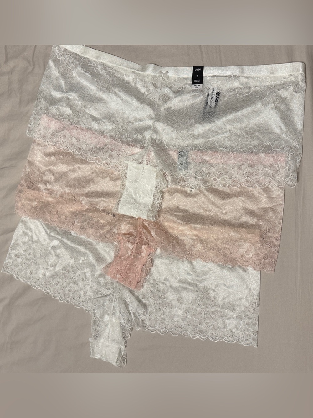 Torrid Curve Women’s Plus Cheeky Lotus White Pink Lace Semi Boyshort Size 3
